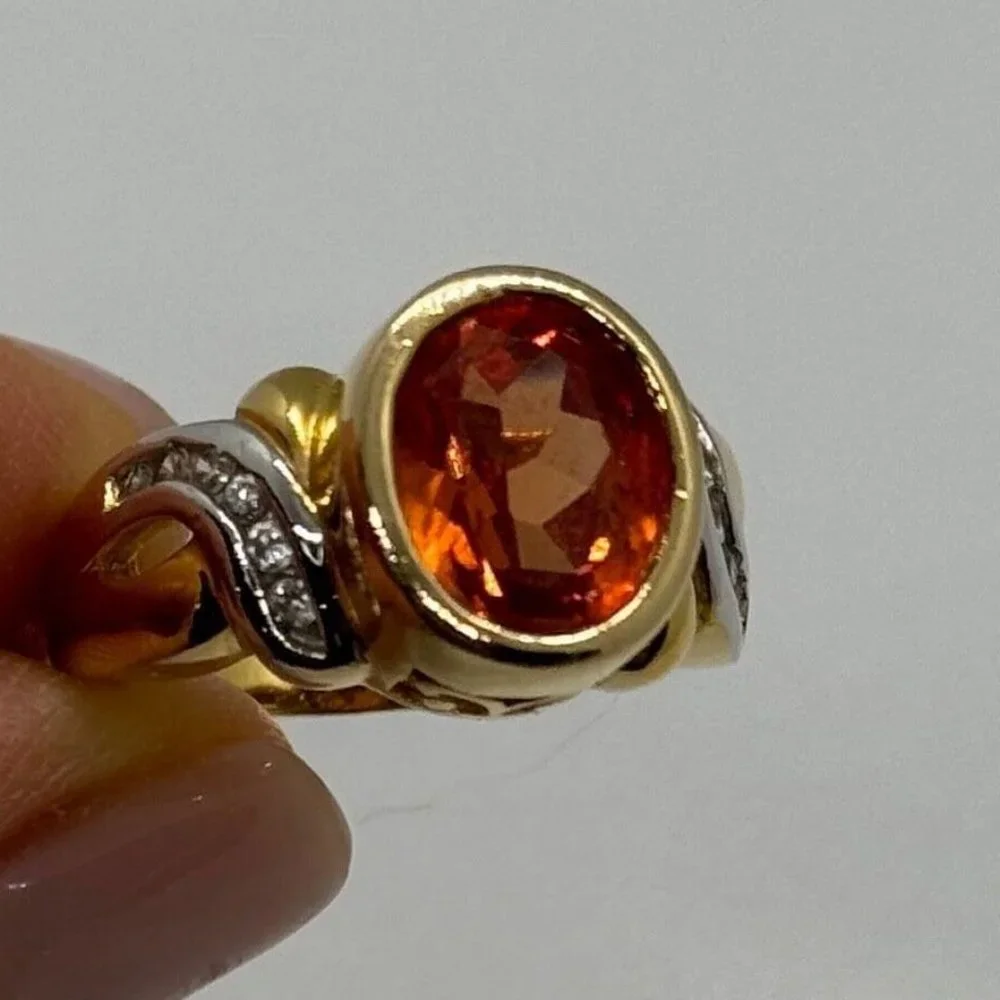 925 STERLING SILVER GOLD PLATED CZ RING SIZE 6